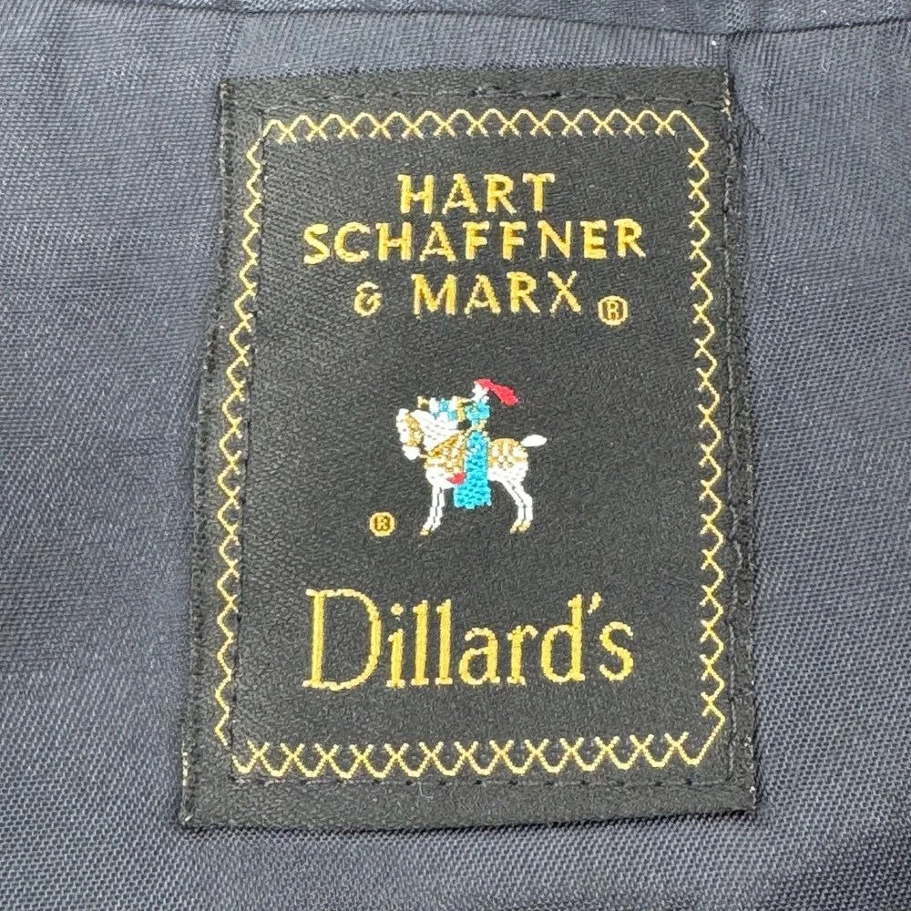 Hart Schaffner &‎ Marx Blazer Mens 42L Navy Blue Wool Gold Crest Button Jacket